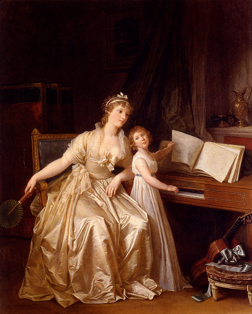 The Piano Lesson, vintage artwork by Marguerite Gerard, 12x8" (A4) Poster