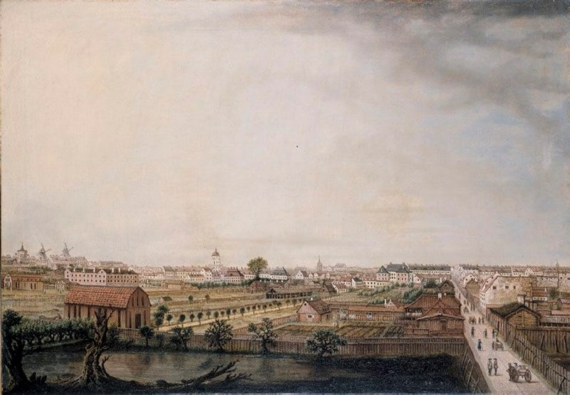 View of the Observatory and the Adolf Fredrik Church, vintage artwork by Johan Sevenbom, 12x8" (A4) Poster