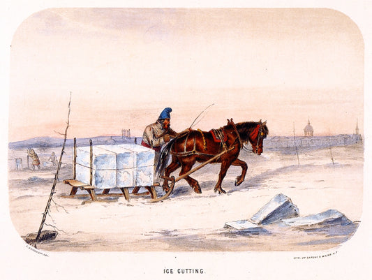Ice Cutting, vintage artwork by Cornelius Krieghoff, A3 (16x12") Poster Print