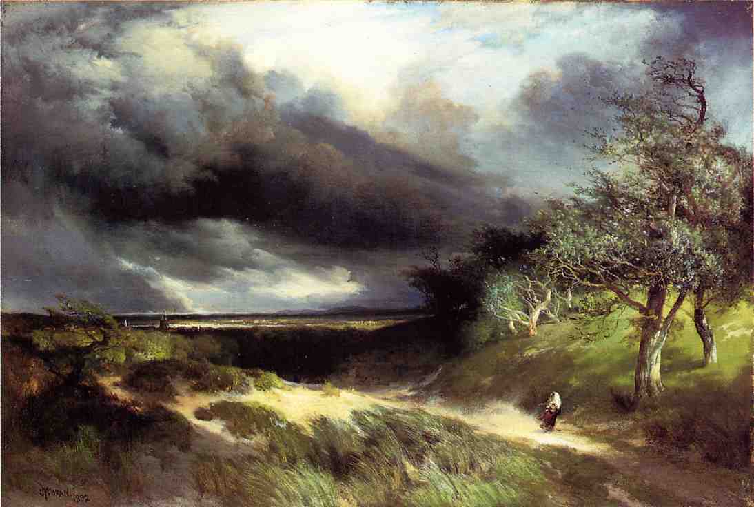 East Hampton, Long Island, Sand, vintage artwork by Thomas Moran, 12x8" (A4) Poster