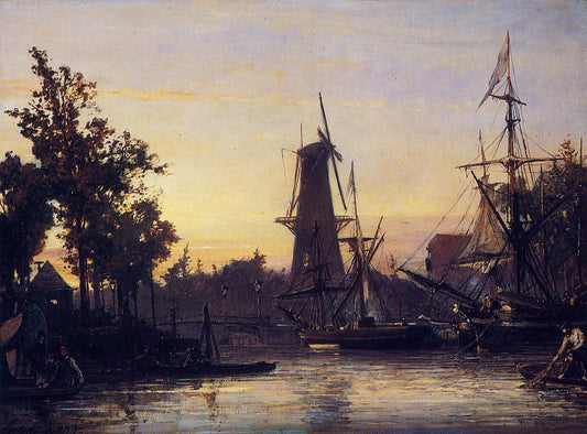 Binneshaven, Rotterdam, vintage artwork by Johan Barthold Jongkind, A3 (16x12") Poster Print