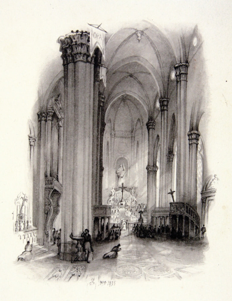 Cathedral, Arezzo, Interior View, Chapel of the Madonna, vintage artwork by William Trost Richards, 12x8" (A4) Poster