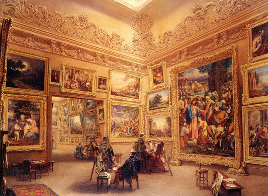 The National Gallery when at Mr J.J. Angerstein's House, Pall Mall, vintage artwork by Frederick MacKenzie, 12x8" (A4) Poster