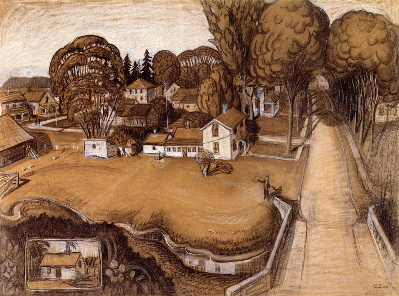 Study for  by Grant Wood,16x12(A3) Poster