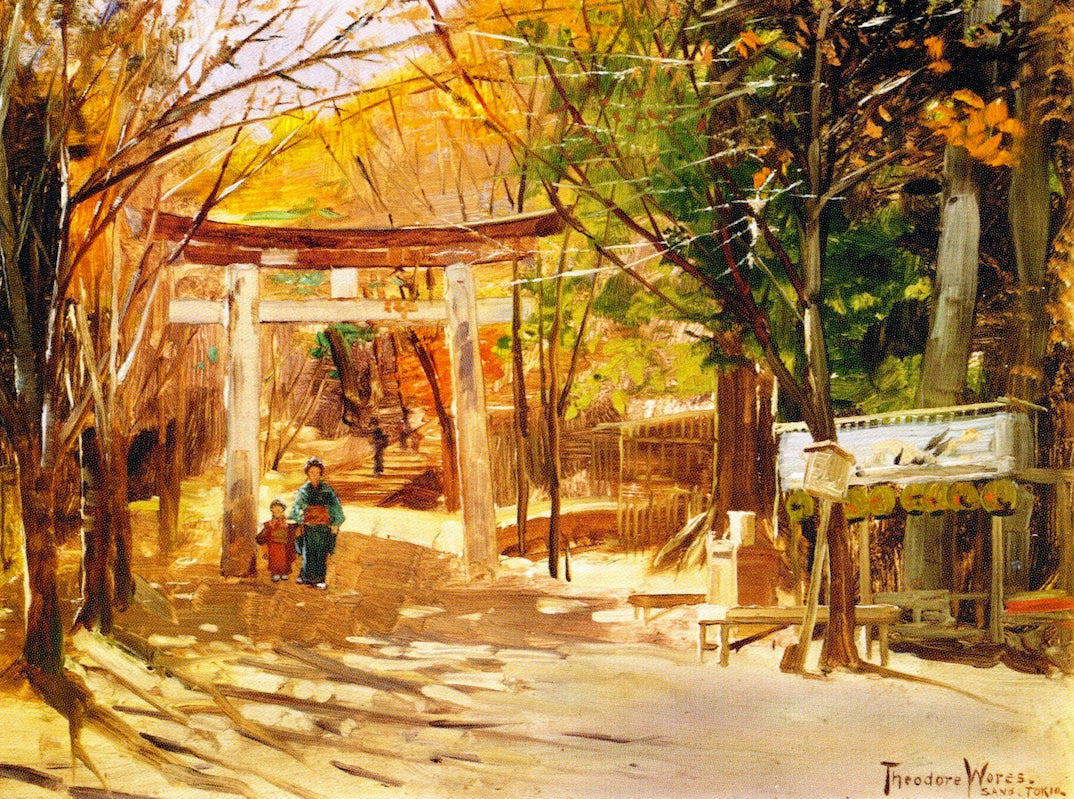 nce through the Torii Gate to Sanno Temple by Theodore Wores,A3(16x12")Poster