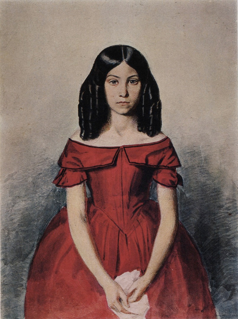 Portrait of Nadezhda Zhdanovich as a Child, vintage artwork by Pavel Fedotov, A3 (16x12") Poster Print