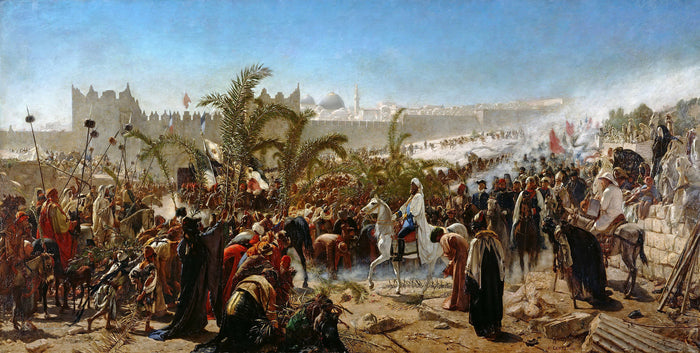 Crown Prince Friedrich Wilhelm of Prussia Enters Jerusalem in 1869, vintage artwork by Wilhelm Gentz, A3 (16x12