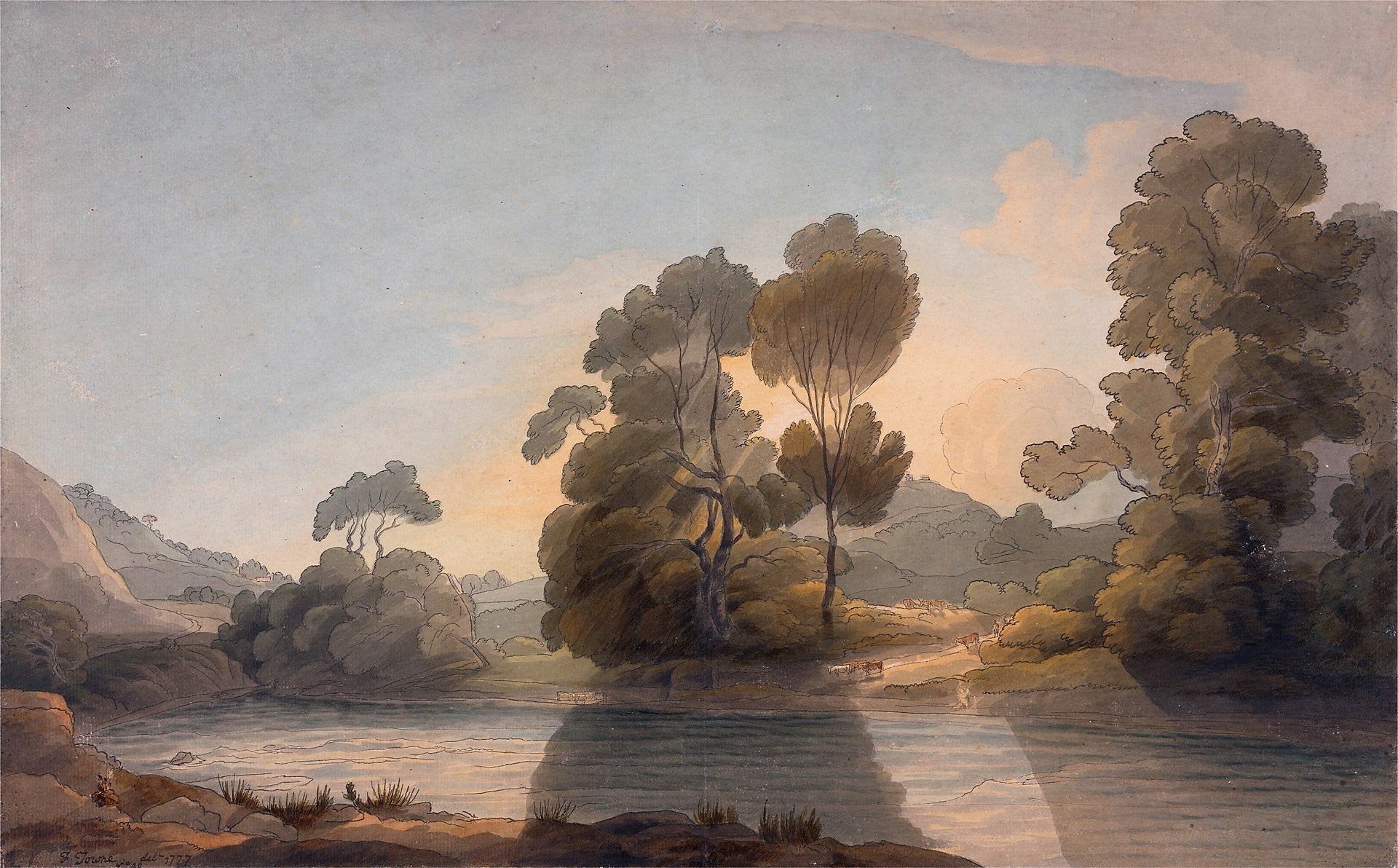 On the Dee, vintage artwork by Francis Towne, 12x8" (A4) Poster