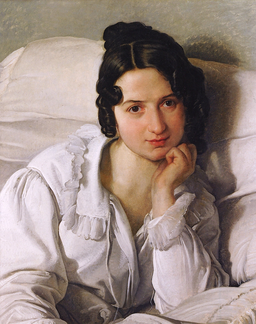 Portrait of Carolina Zucchi, vintage artwork by Francesco Paolo Hayez, A3 (16x12") Poster Print