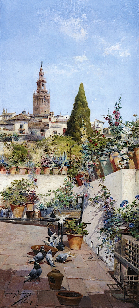 On a Sevillian Patio by Manuel Garcia y Rodriguez,A3(16x12")Poster