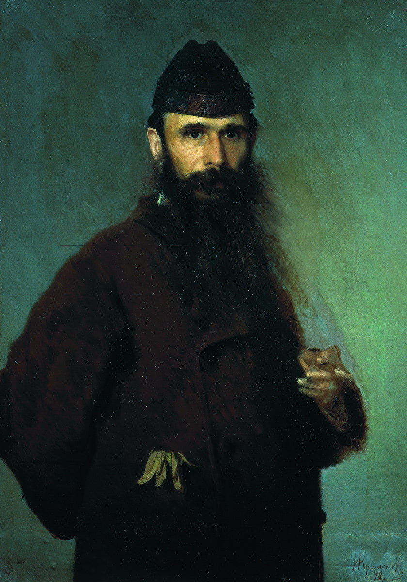 Portrait of Painter Alexander Litovchenko, vintage artwork by Ivan Kramskoi, 12x8" (A4) Poster