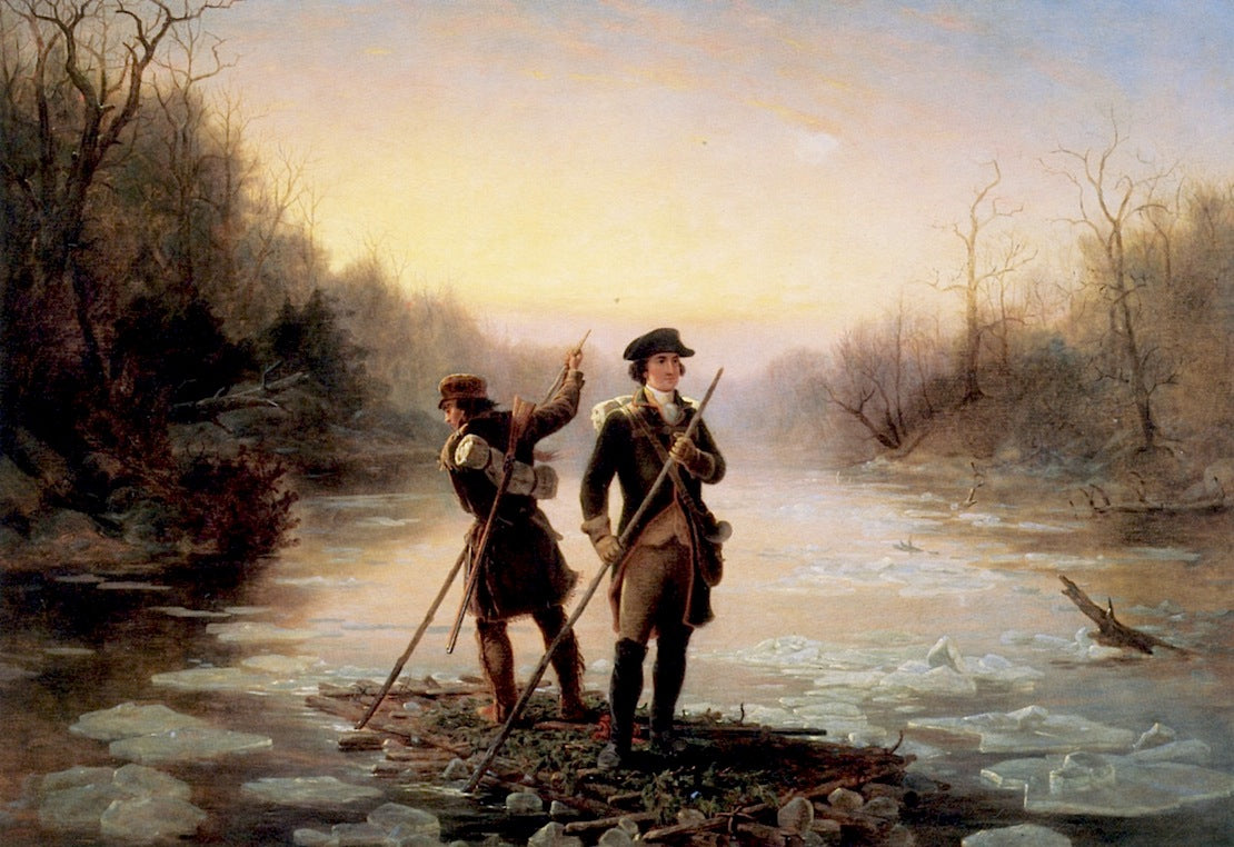 Washington and Gist Crossing the Allegheny River, vintage artwork by William Tylee Ranney, A3 (16x12") Poster Print
