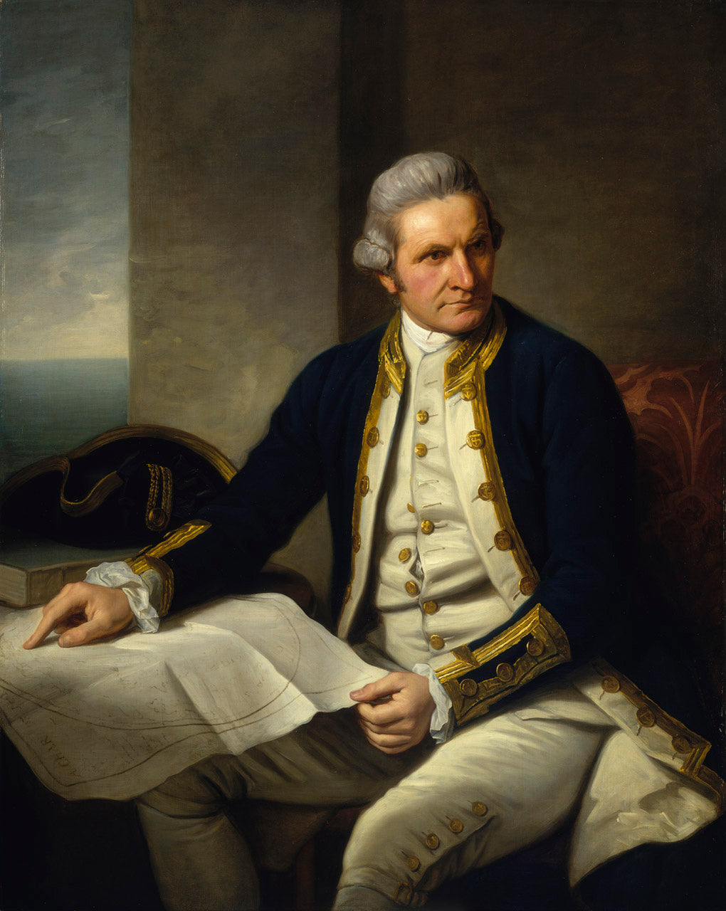 Captain James Cook, vintage artwork by Sir Nathaniel Dance-Holland, 12x8" (A4) Poster