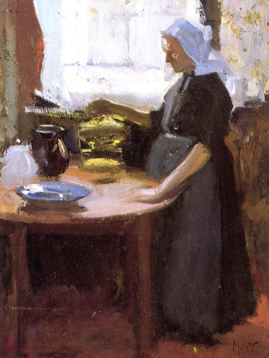 The Kitchen: Study for 'The Old Woman', vintage artwork by Richard Edward Miller, 12x8" (A4) Poster