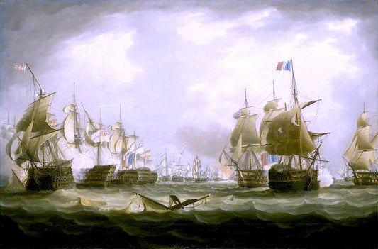 The Battle of Trafalgar, 21 October 1805: Beginning of the Action, vintage artwork by Thomas Buttersworth, 12x8" (A4) Poster