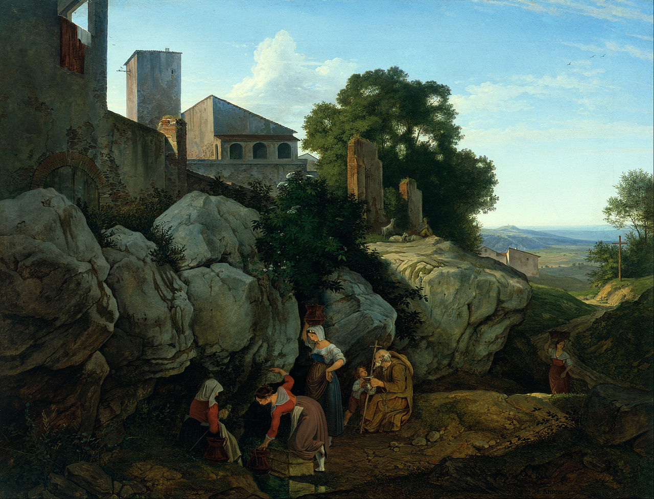 Ariccia (Morning), vintage artwork by Ludwig Richter, A3 (16x12") Poster Print