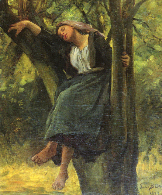 Asleep In The Woods, vintage artwork by Jules-Adolphe Breton, 12x8" (A4) Poster