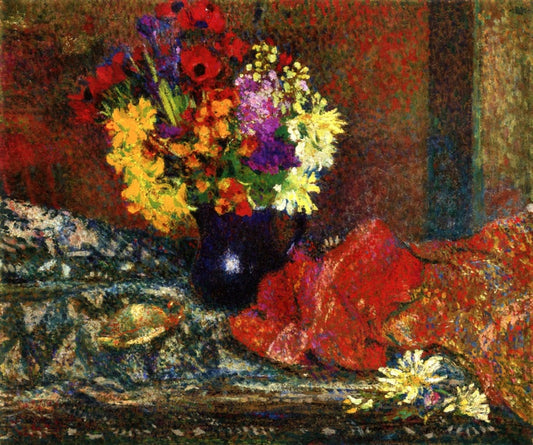 Bouquet in a Blue Pot by Georges Lemmen,A3(16x12")Poster