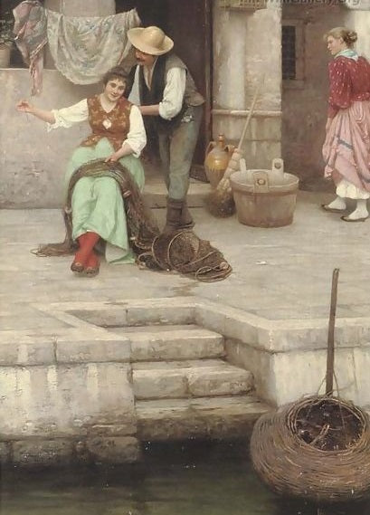 The courtship, vintage artwork by Luigi Pastega, 12x8" (A4) Poster