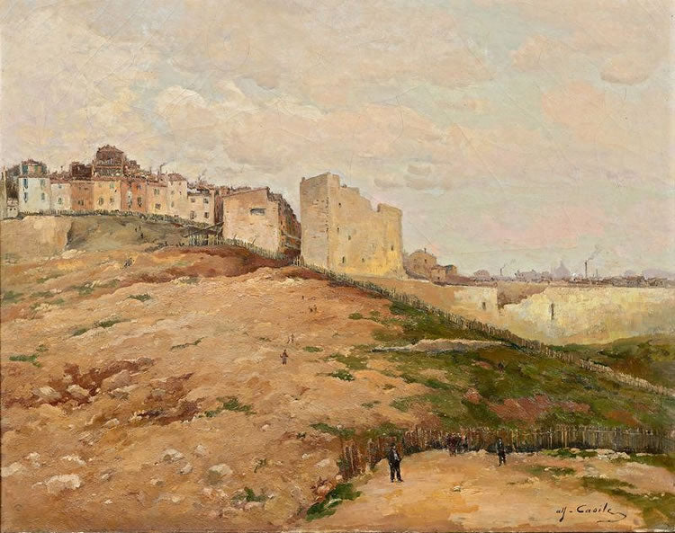 Ramparts of Montmartre, vintage artwork by Alfred Casile, 12x8" (A4) Poster