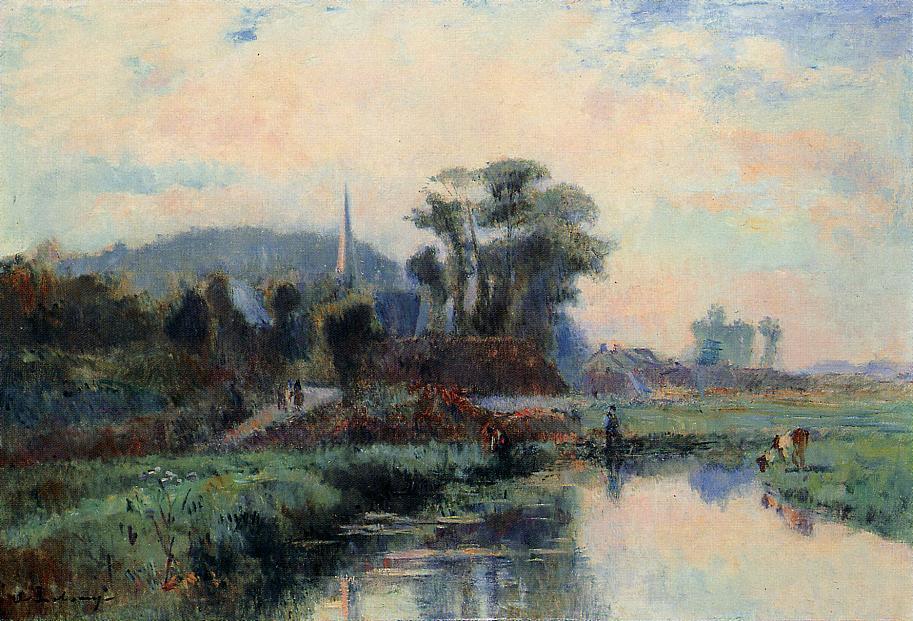 The Banks of the Durdent, vintage artwork by Albert Lebourg, 12x8" (A4) Poster