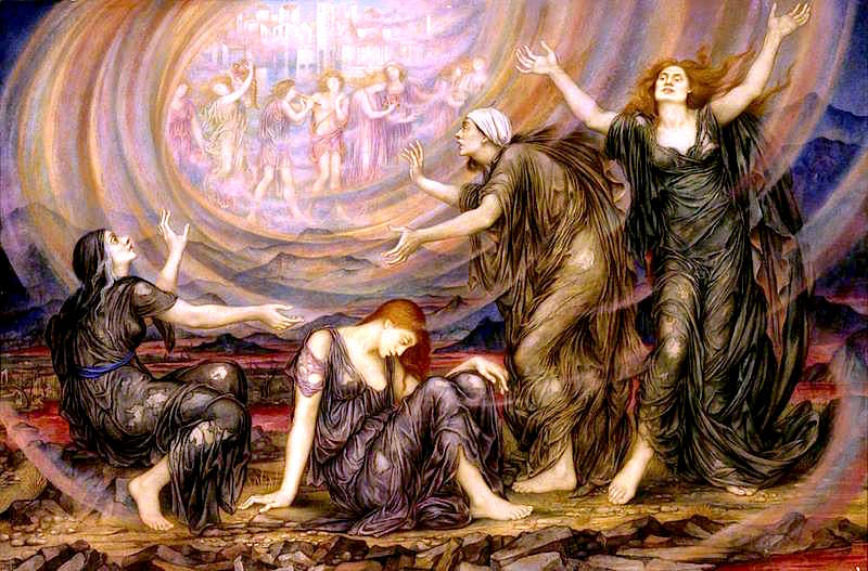 The Mourners, vintage artwork by Evelyn de Morgan, 12x8" (A4) Poster