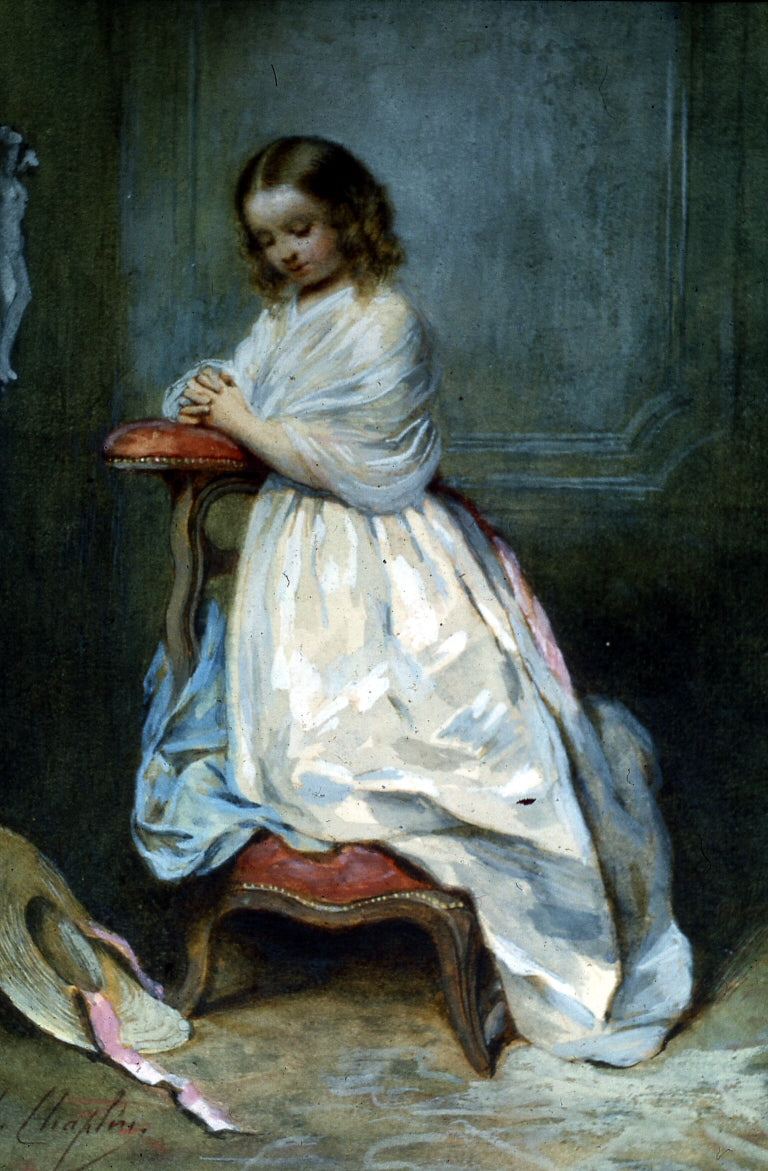 Girl in White Dress, vintage artwork by Charles Chaplin, 12x8" (A4) Poster