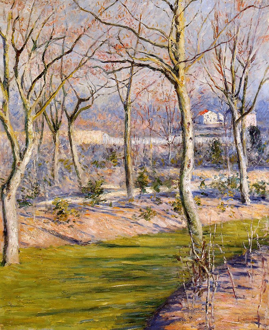 The Garden at Petit Gennevilliers in Winter, vintage artwork by Gustave Caillebotte, 12x8" (A4) Poster
