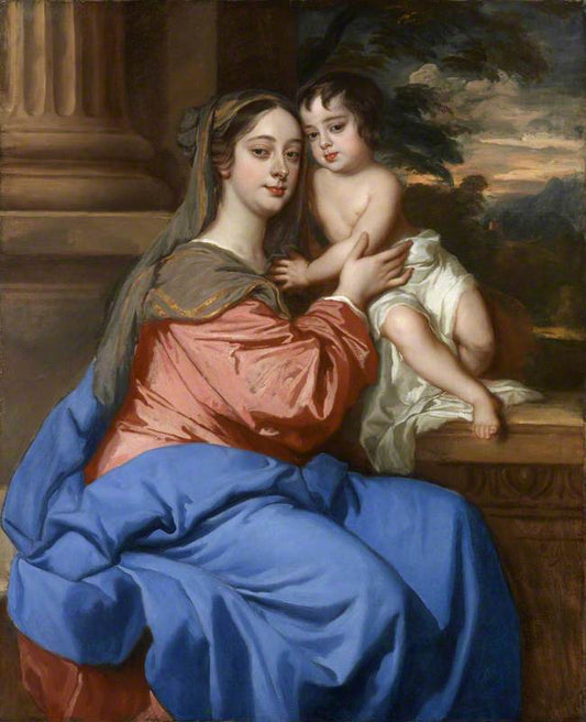Barbara Palmer, Duchess of Cleveland, with Her Son, Charles Fitzroy as Madonna and Child, vintage artwork by Peter Lely, 12x8" (A4) Poster