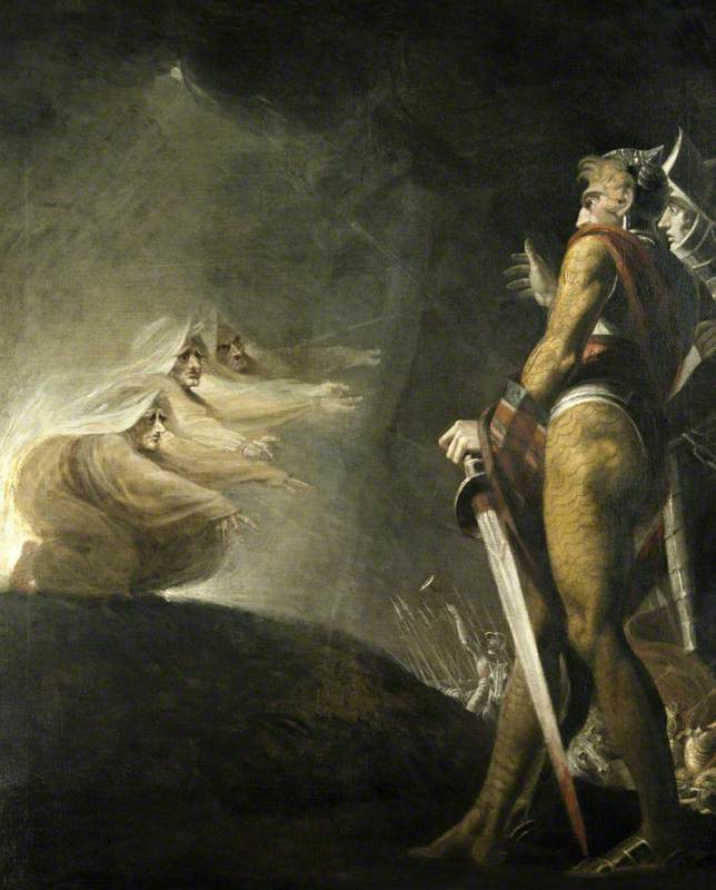 Macbeth, Banquo and the Witches ('Macbeth' Act I Scene 3), vintage artwork by Johann Heinrich Füseli, 12x8" (A4) Poster