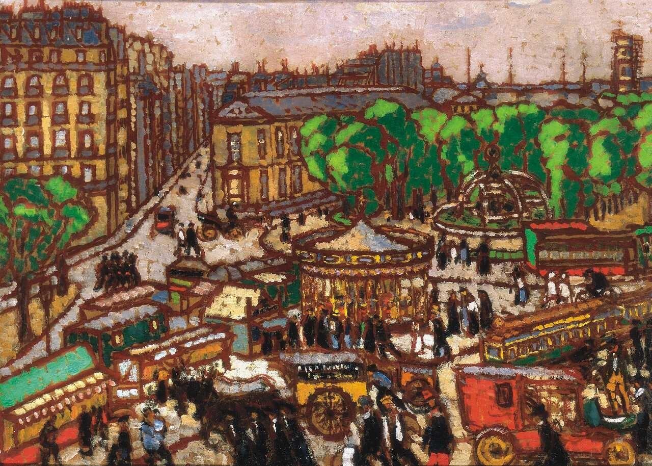 Busy City Scene by Jozsef Rippl-Ronai,A3(16x12")Poster