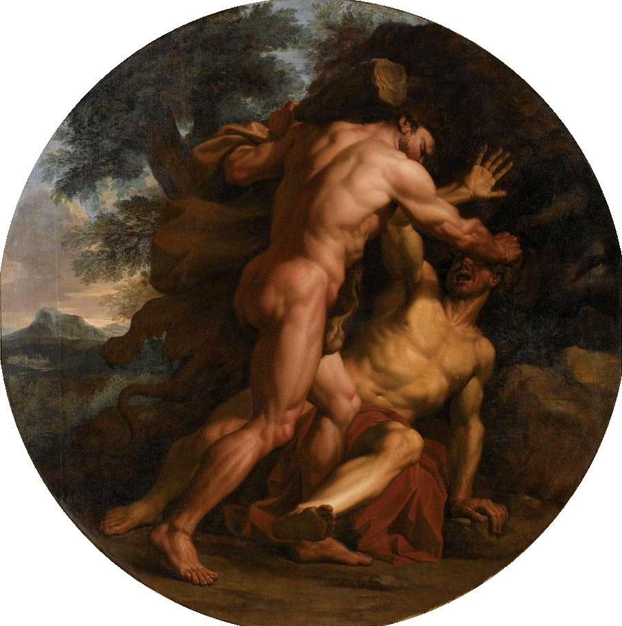 Hercules Fighting Achelous, vintage artwork by Noël Coypel I, 12x8" (A4) Poster