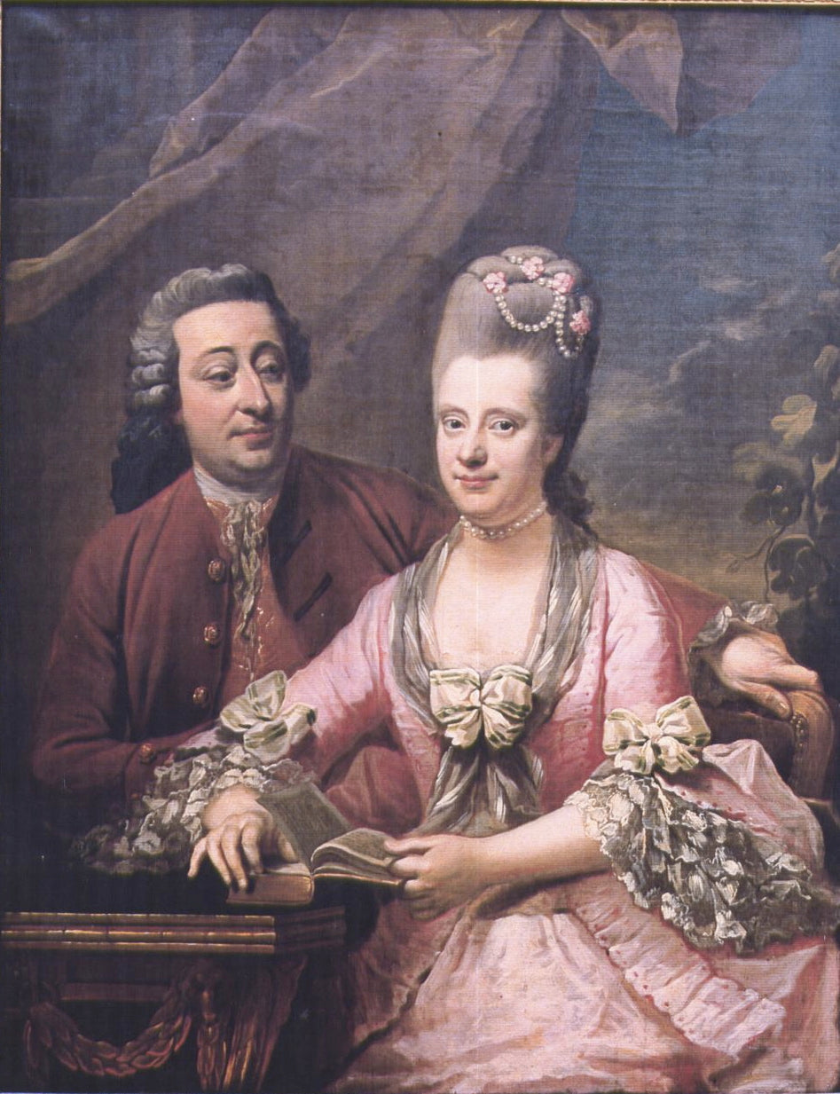 Portrait of Urbain Dominique Virnot and Catherine Lenglart, vintage artwork by Johann Ernst Heinsius, 12x8" (A4) Poster