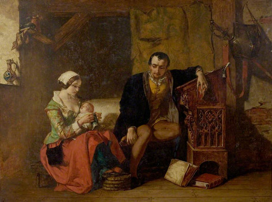 The Origin of the Stocking Loom, vintage artwork by Alfred Elmore, A3 (16x12") Poster Print