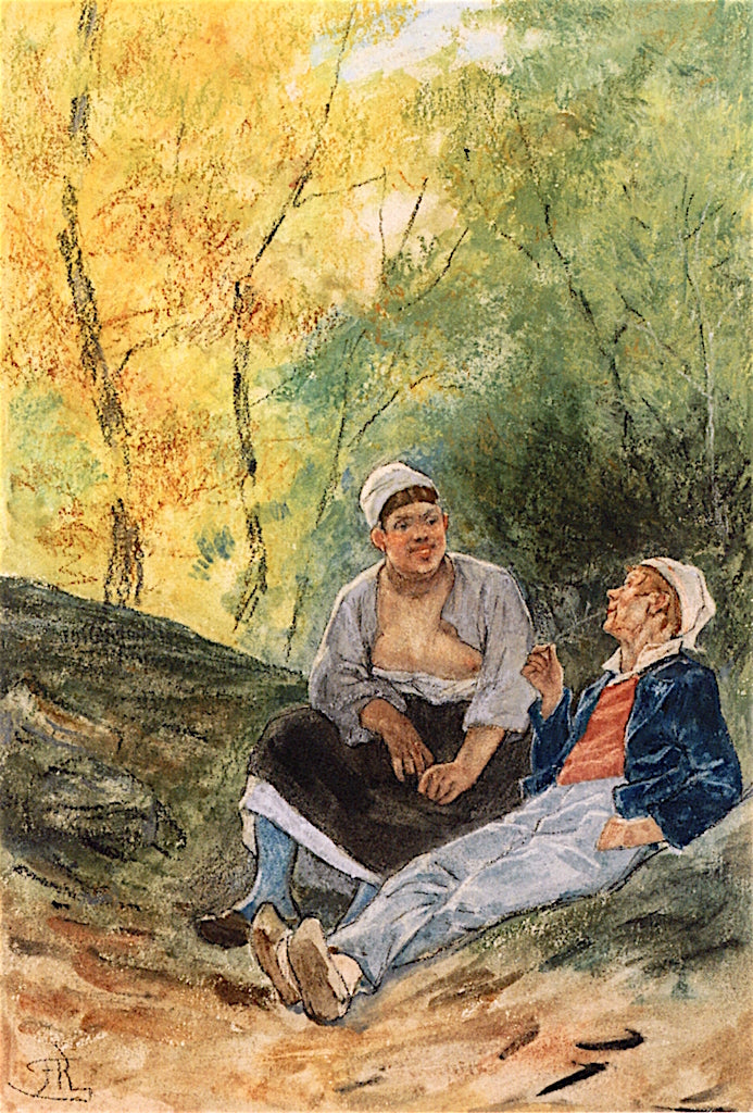 Autumn Love, vintage artwork by Felicien Rops, 12x8" (A4) Poster