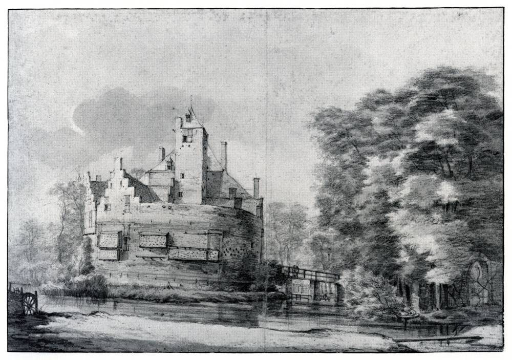 Kasteel Ruwiel in Nieuwer ter Aa, vintage artwork by Roelant Roghman, 12x8" (A4) Poster