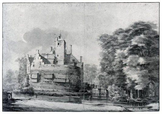 Kasteel Ruwiel in Nieuwer ter Aa, vintage artwork by Roelant Roghman, 12x8" (A4) Poster