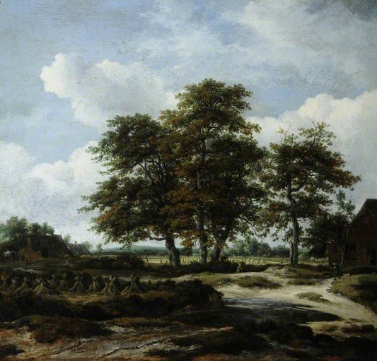 Low Waterfall in a Hilly Landscape, vintage artwork by Jacob van Ruisdael, 12x8" (A4) Poster