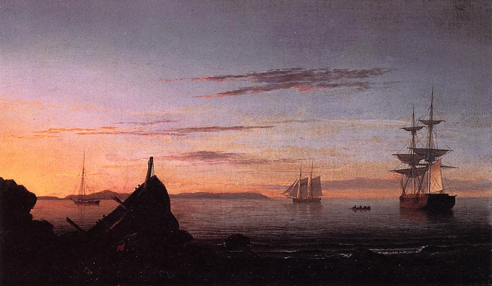 Shipwreck on the Beach, vintage artwork by Mary Blood Mellen, A3 (16x12") Poster Print