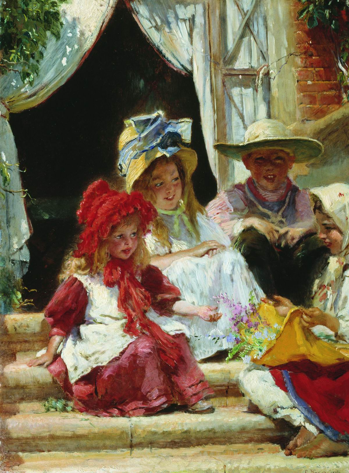 Children, vintage artwork by Konstantin Yegorovich Makovsky, 12x8" (A4) Poster