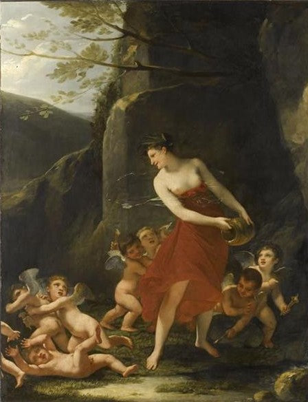 Naide Lutinee with Cherubs, vintage artwork by Pierre-Paul Prud'hon, 12x8" (A4) Poster