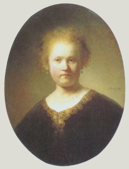 Bust of a Young Woman, vintage artwork by Rembrandt van Rijn, 12x8" (A4) Poster