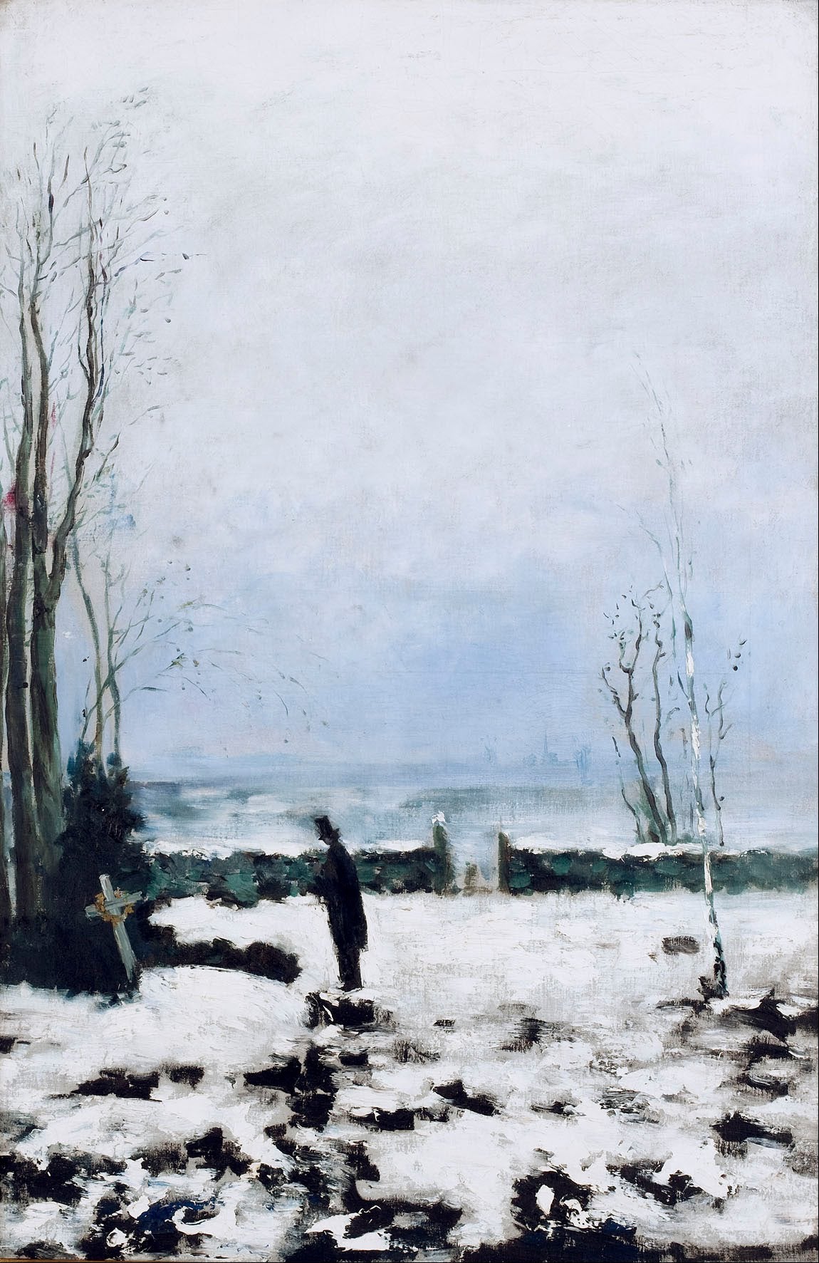 The Cemetery, vintage artwork by Carl Fredrik Hill, 12x8" (A4) Poster