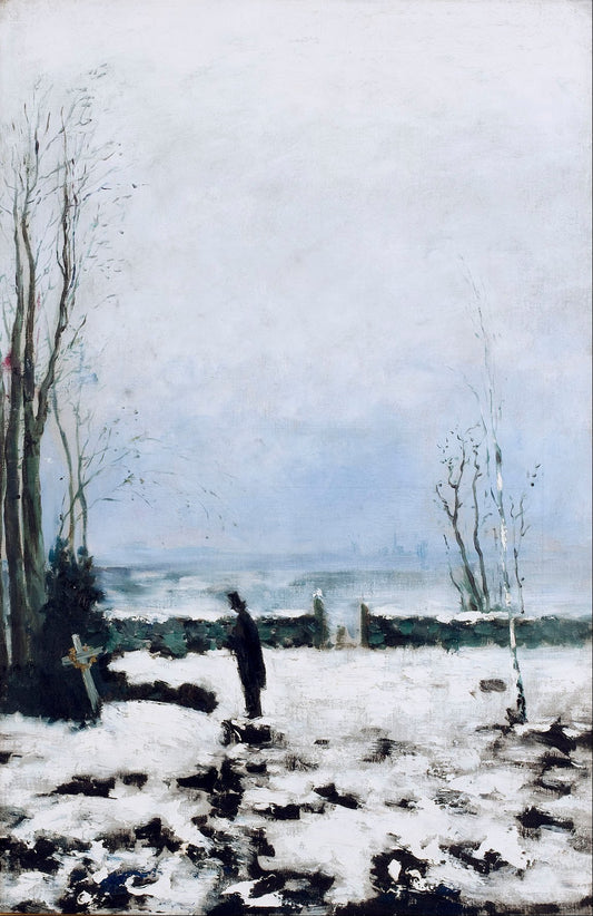 The Cemetery, vintage artwork by Carl Fredrik Hill, 12x8" (A4) Poster