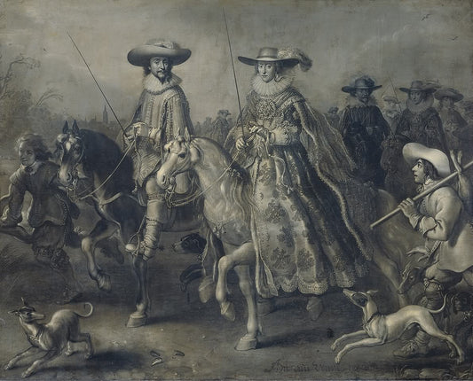 Frederick V, King of Bohemia, and his Wife Elizabeth Stuart, vintage artwork by Adriaen van de Venne, 12x8" (A4) Poster
