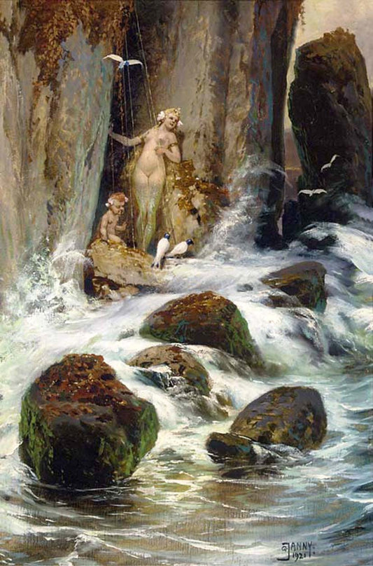The Mystical Gorge, vintage artwork by Georg Janny, 12x8" (A4) Poster