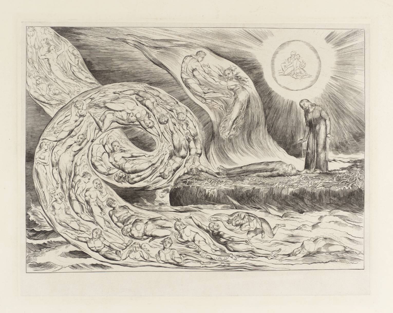 The Circle of the Lustful (from Dante's 'Divine Comedy'), vintage artwork by William Blake, 12x8" (A4) Poster