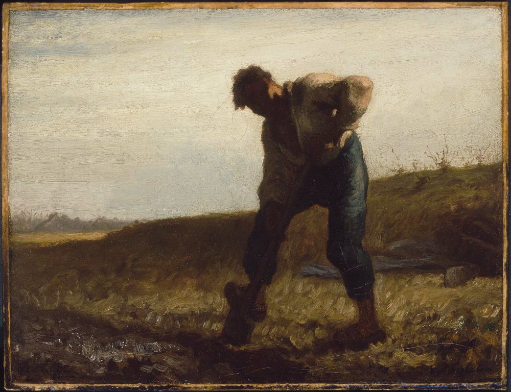 Man Turning Over the Soil, vintage artwork by Jean-François Millet, A3 (16x12") Poster Print