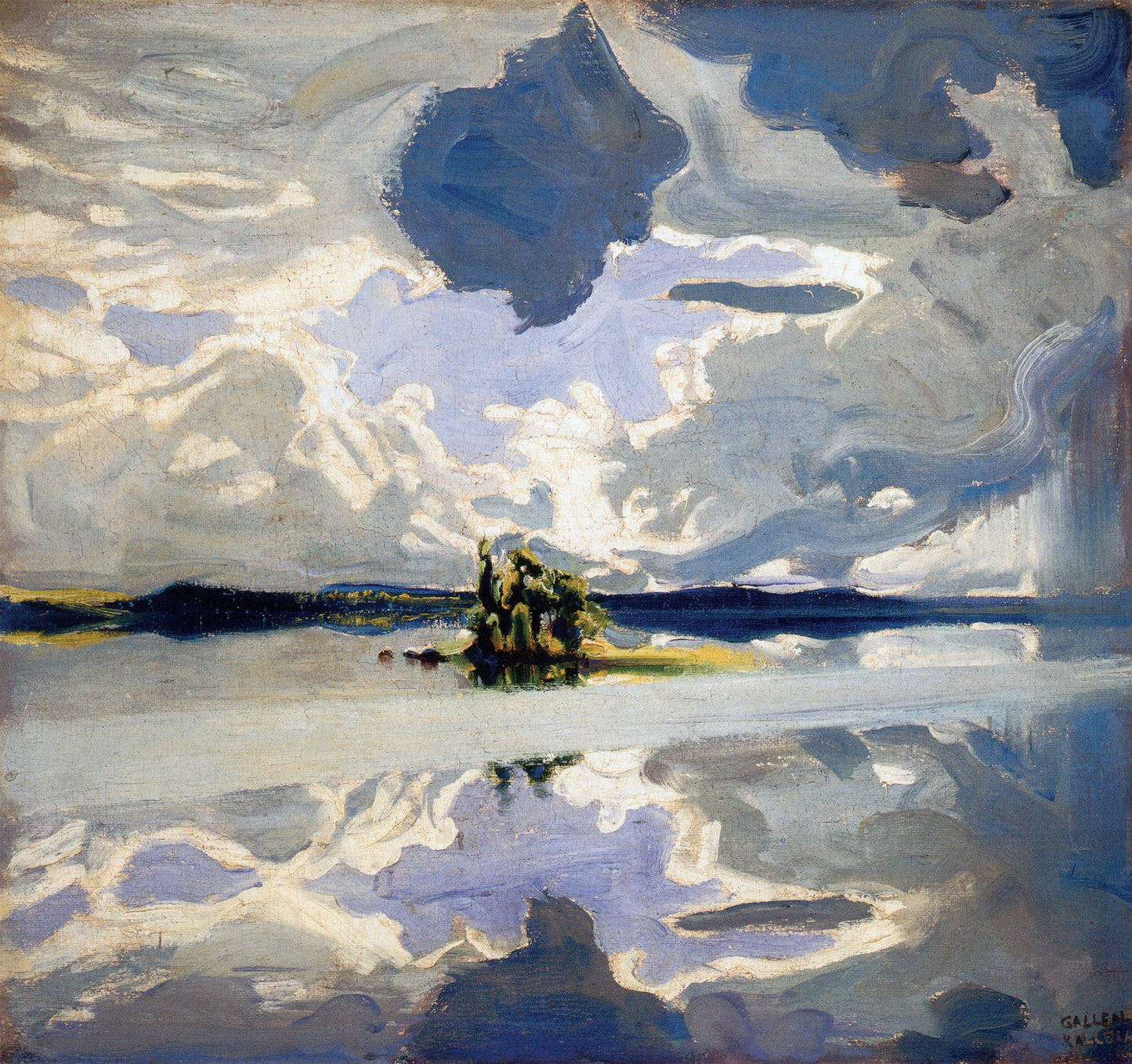 Clouds Above a Lake, vintage artwork by Akseli Gallen-Kallela, 12x8" (A4) Poster