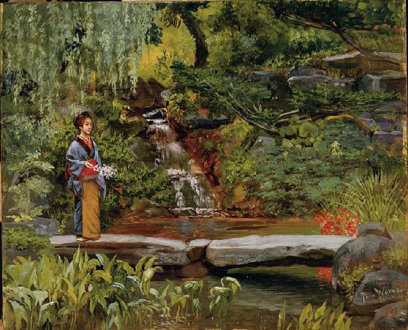Garden Waterfall by Theodore Wores,A3(16x12")Poster